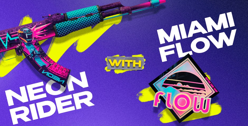 AK-47 | 霓虹骑士 带有 MIAMI FLOW（全息）贴纸的霓虹骑士